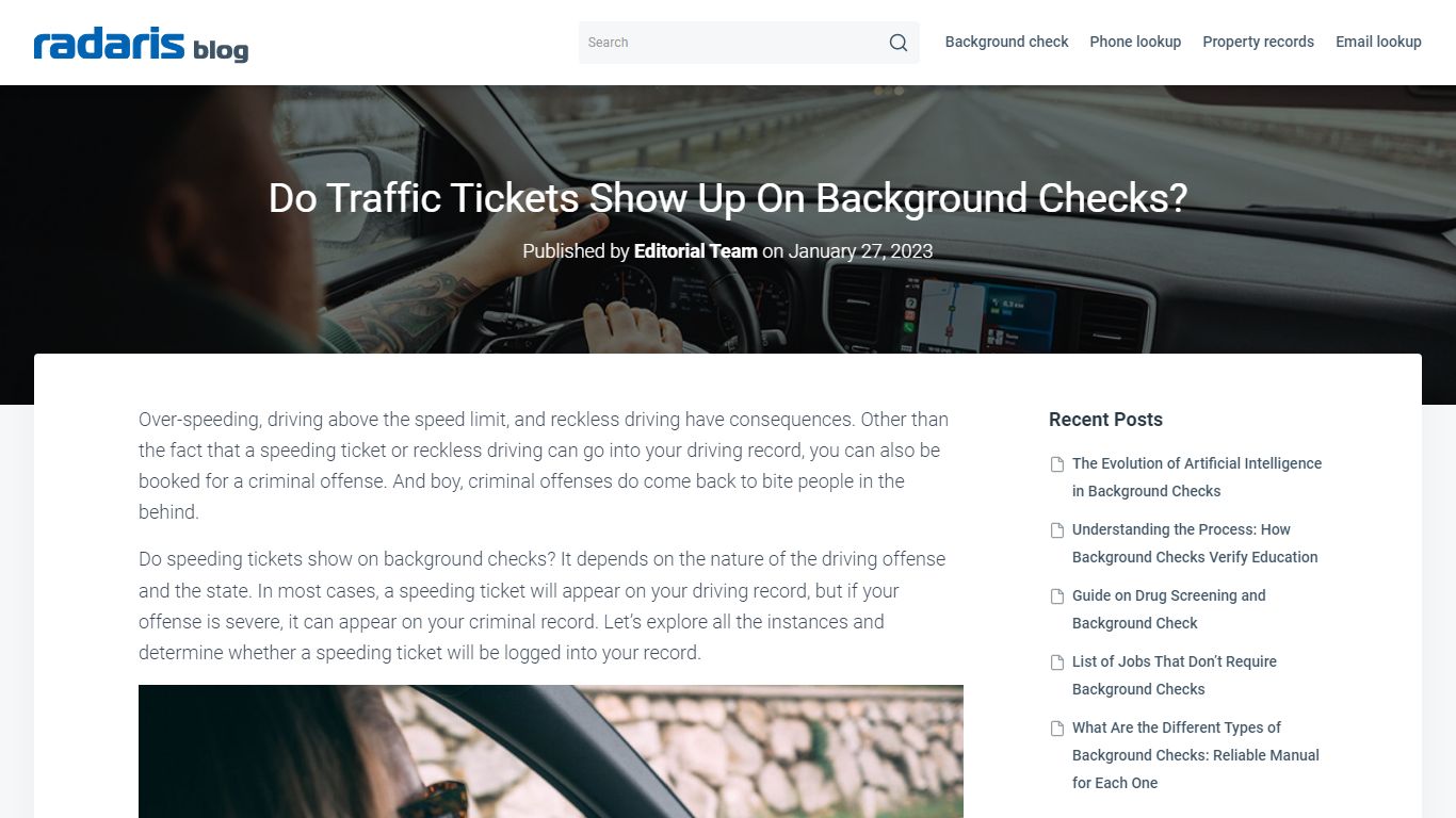 Do Speeding Tickets Show up on Background Checks - Radaris